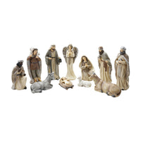 Design Shop 2"H - 8"H Resin Nativity with Glitter, Multi Color, Set of 11