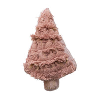 Design Shop Tree Shaped Pillow with Fringe, Tassels & Velvet Back