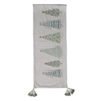 Design Shop Table Runner with Trees, Embroidery, Beads, French Knots & Tassels