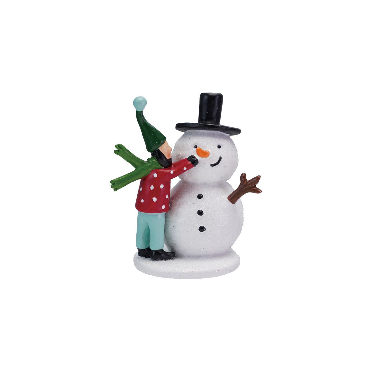 Design Shop 2-1/2"L x 1-3/4"W x 3"H Resin Boy Building Snowman, Multi Color