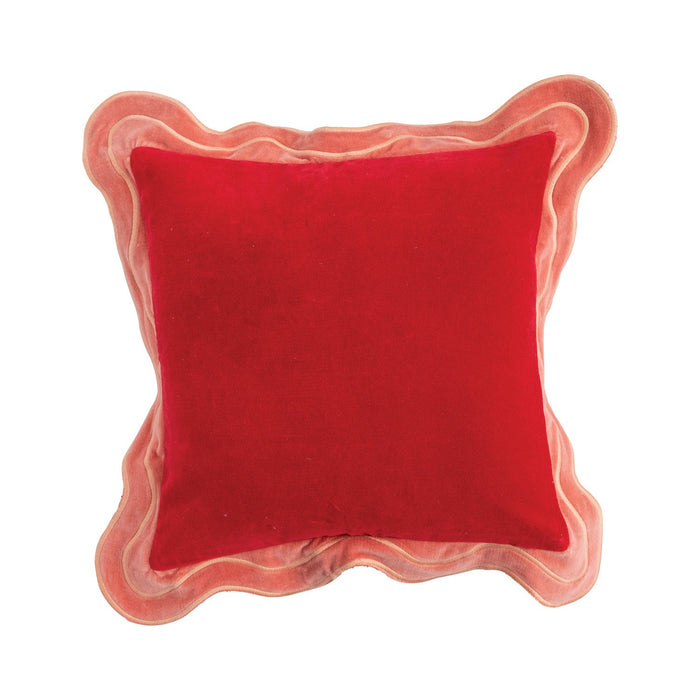 Design Shop 16" Square Cotton Velvet Pillow with Embroidery & Scalloped Flange