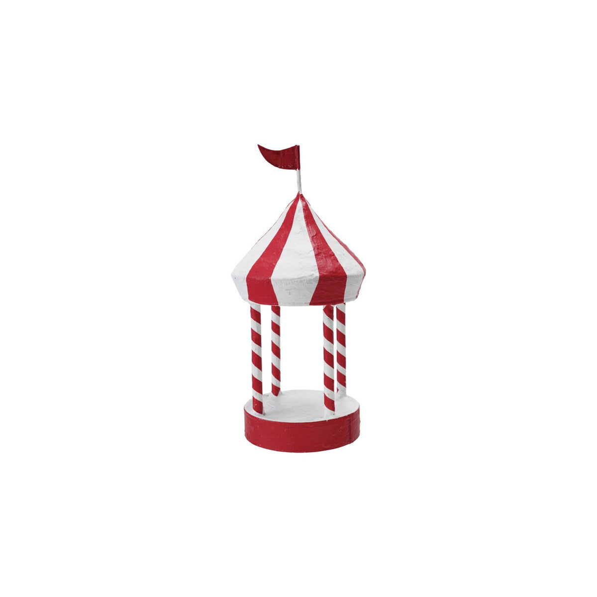 Design Shop Metal & Paper Mache Pavilion with Stripes & Flag, Red & White