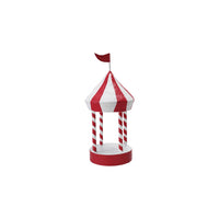 Design Shop Metal & Paper Mache Pavilion with Stripes & Flag, Red & White
