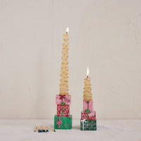 Design Shop 5"H & 4"H Resin Stacked Gifts Taper Holders, Set of 2