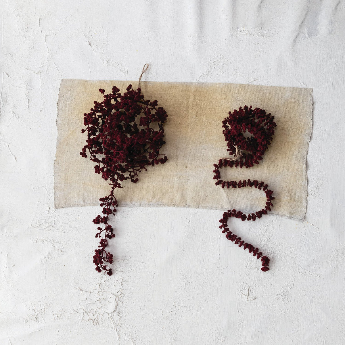 Design Shop 72"L x 5-1/4"H Flocked Foam Ball Garland, Burgundy Color