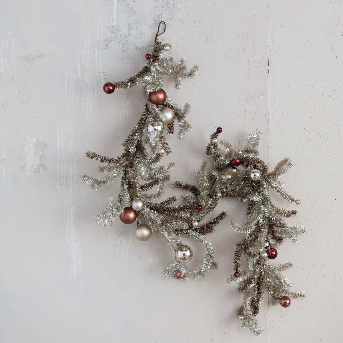 Design Shop 72"L x 7-3/4"H Tinsel Garland with Ornaments, Multi Color