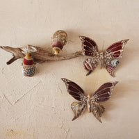 Design Shop Fabric Jacquard & Velvet Butterfly Clip-on Ornament, Set of 2