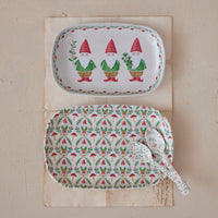 Design Shop Bamboo Fiber Tray with Woodland Holiday Image/Patterns, Set of 2