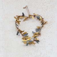 Design Shop Brass & Galvanized Metal Leaves Heart Shaped Wreath