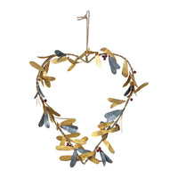 Design Shop Brass & Galvanized Metal Leaves Heart Shaped Wreath