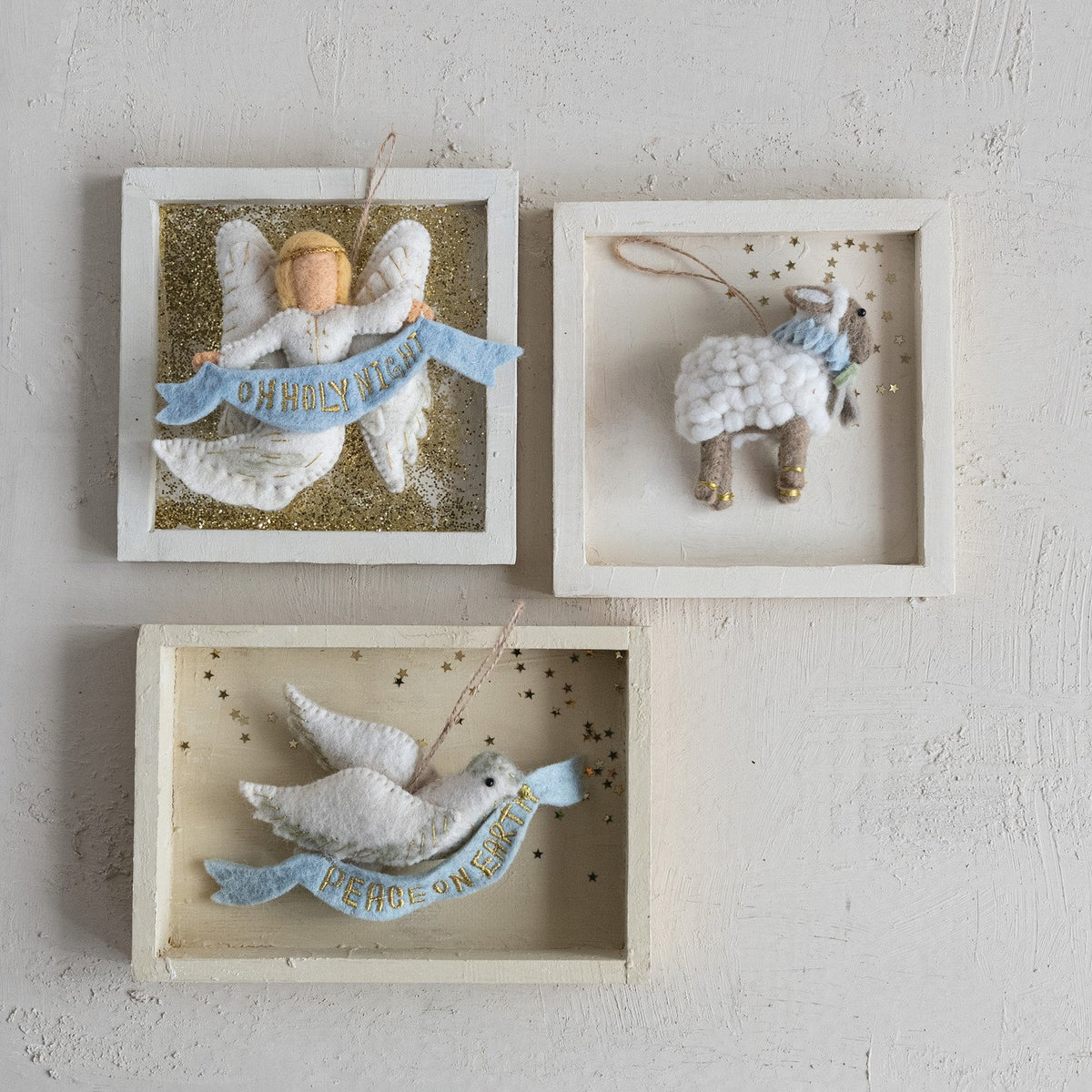 Design Shop Handmade Wool Felt Angel Ornament with Embroidered Banner