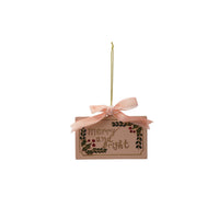 Design Shop 4"L Wood Ornament with Velvet Bow "Merry and Bright", Multi Color