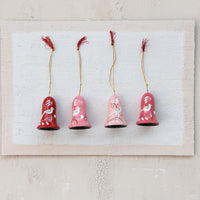Design Shop Hand-Painted Wood Bell Ornament, Set of 4