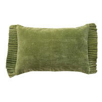 Design Shop Cotton Velvet Lumbar Pillow with Ruffle Trim, Green, 24"W