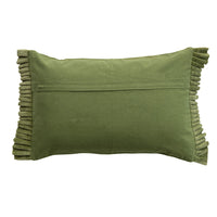 Design Shop Cotton Velvet Lumbar Pillow with Ruffle Trim, Green, 24"W