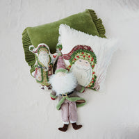 Design Shop Cotton Velvet Lumbar Pillow with Ruffle Trim, Green, 24"W
