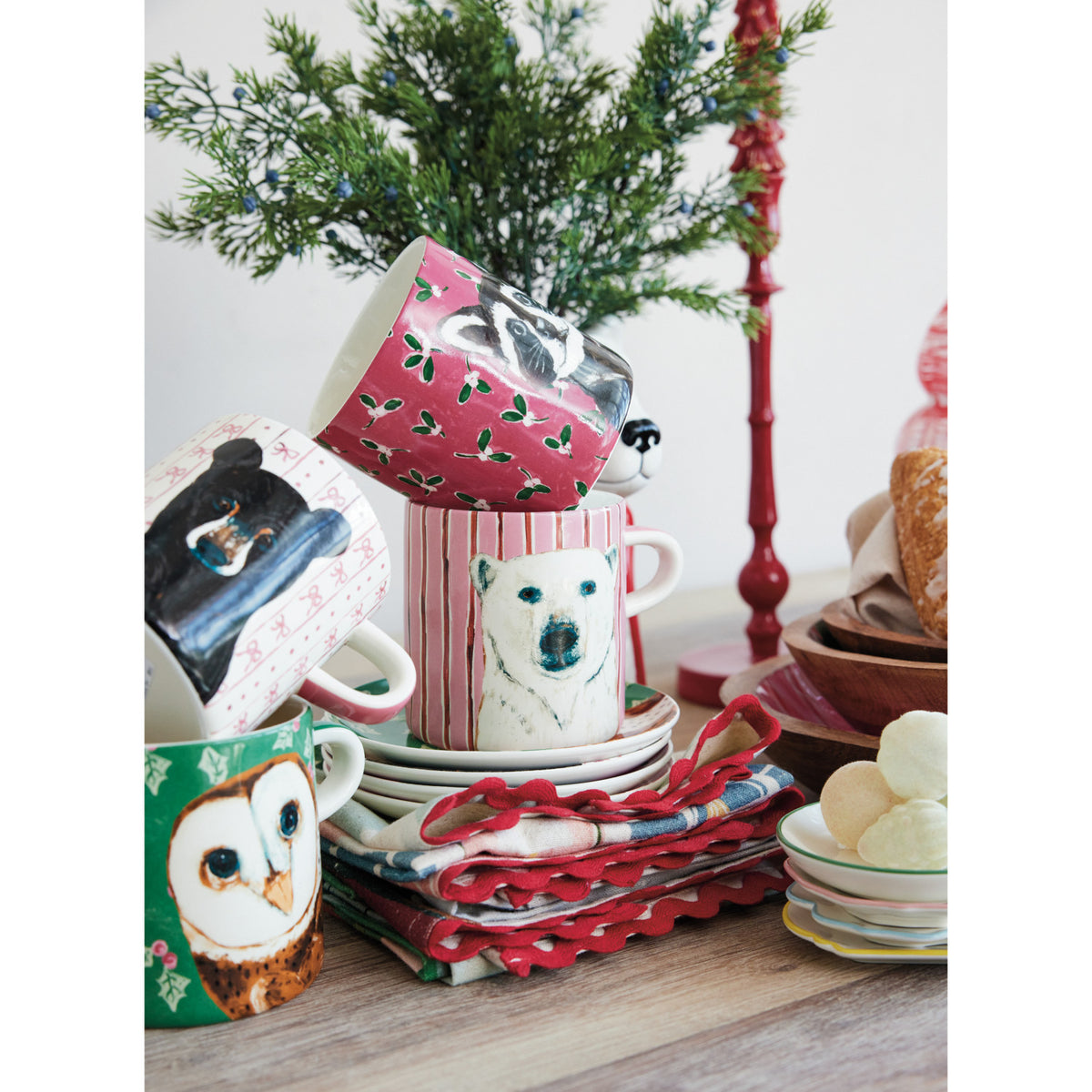 Design Shop Holiday Animal Stoneware Mugs, 16 oz., 4 Styles