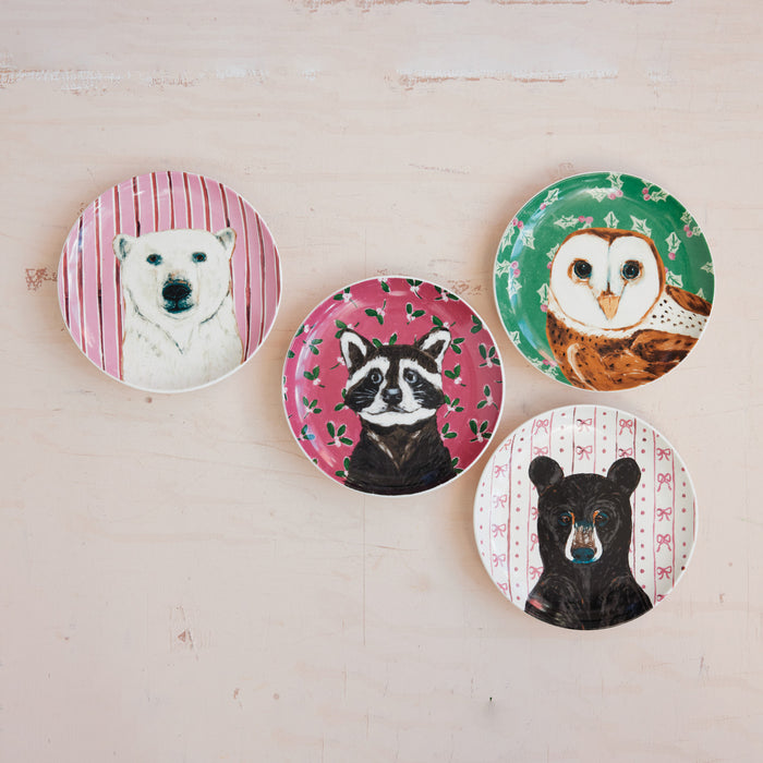 Design Shop Holiday Animal Stoneware Plates, 4 Styles
