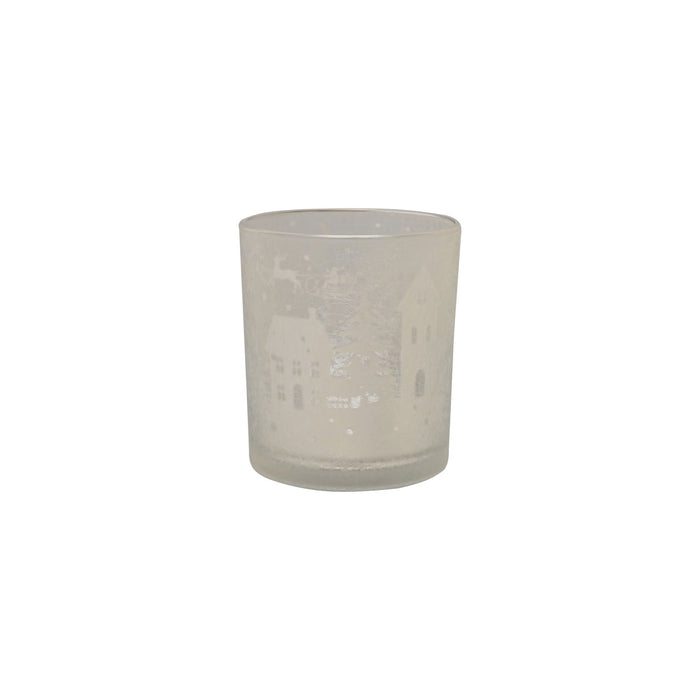 Design Shop Etched Mercury Glass Votive Holder, Silver, 4"H