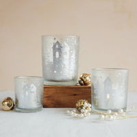 Design Shop Etched Mercury Glass Votive Holder, Silver, 4"H
