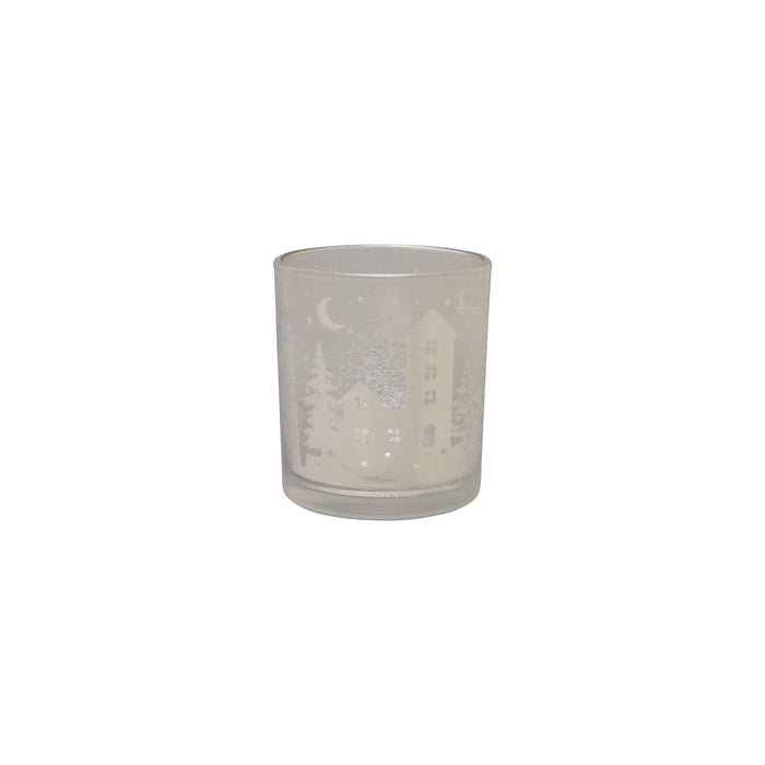 Design Shop Etched Mercury Glass Votive Holder, Silver, 3"H