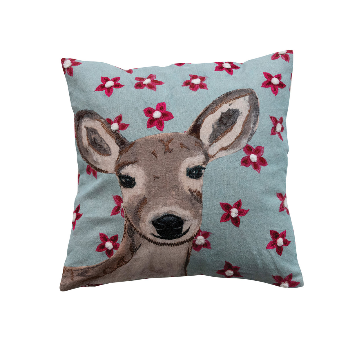 Design Shop Embroidered Holiday Deer Pillow, 18" Square