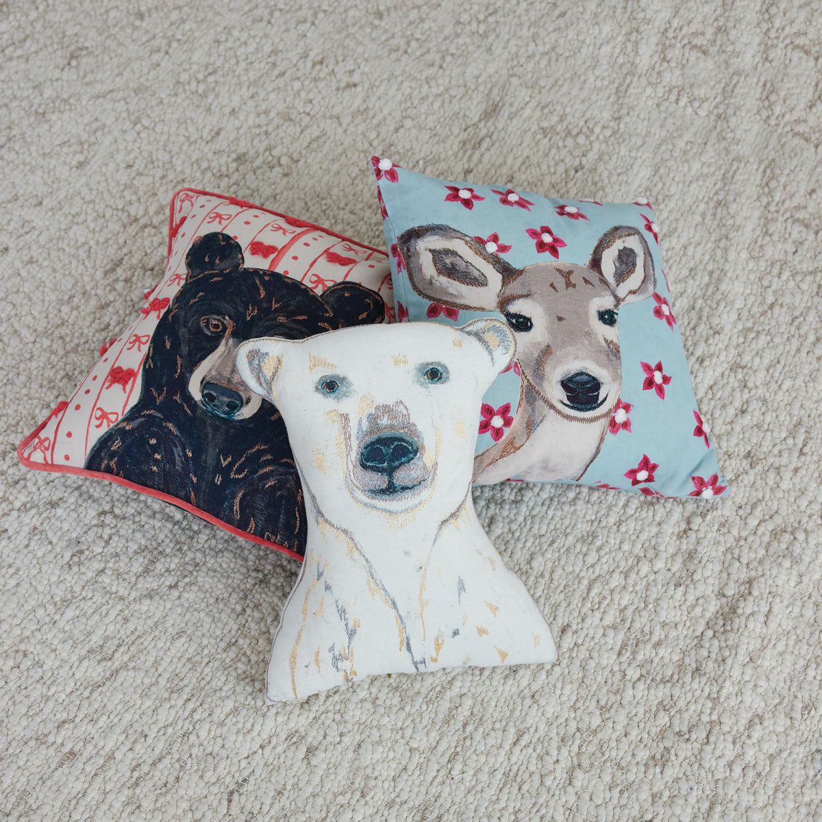 Design Shop Embroidered Holiday Deer Pillow, 18" Square