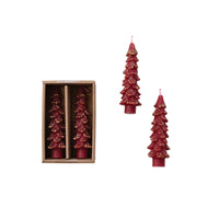 Design Shop Gold-Tipped Burgundy Tree Taper Candles, 5"H, Set of 2