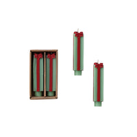 Design Shop Green and Red Package-Shaped Taper Candles, 4.75"H, Set of 2