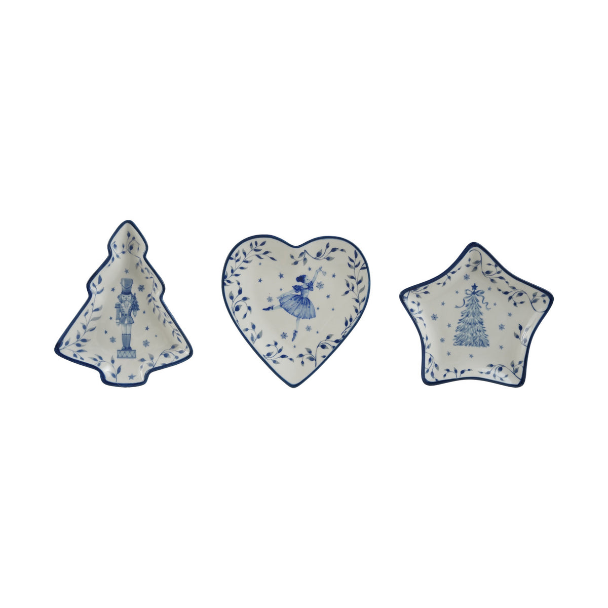 Design Shop White and Blue Holiday Ceramic Dishes, 3 Styles