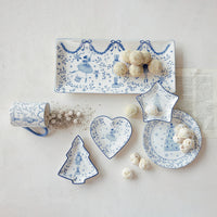 Design Shop White and Blue Holiday Ceramic Dishes, 3 Styles