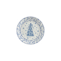 Design Shop White and Blue Stoneware Tree Plate, 8"