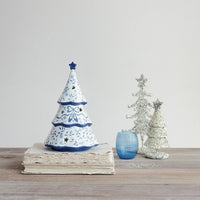 Design Shop White and Blue Stoneware Tree Plate, 8"