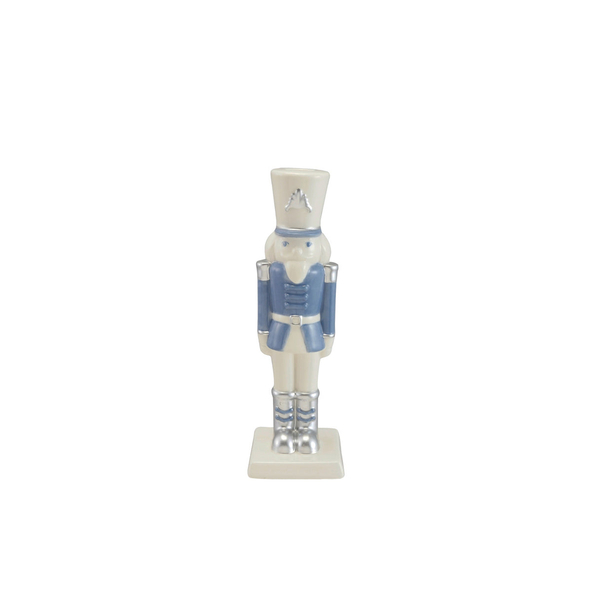 Design Shop White and Blue Nutcracker Taper Holder, 10.25"H