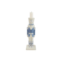 Design Shop White and Blue Nutcracker Taper Holder, 10.25"H