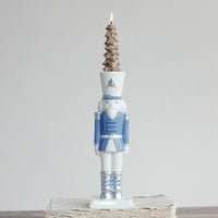Design Shop White and Blue Nutcracker Taper Holder, 10.25"H