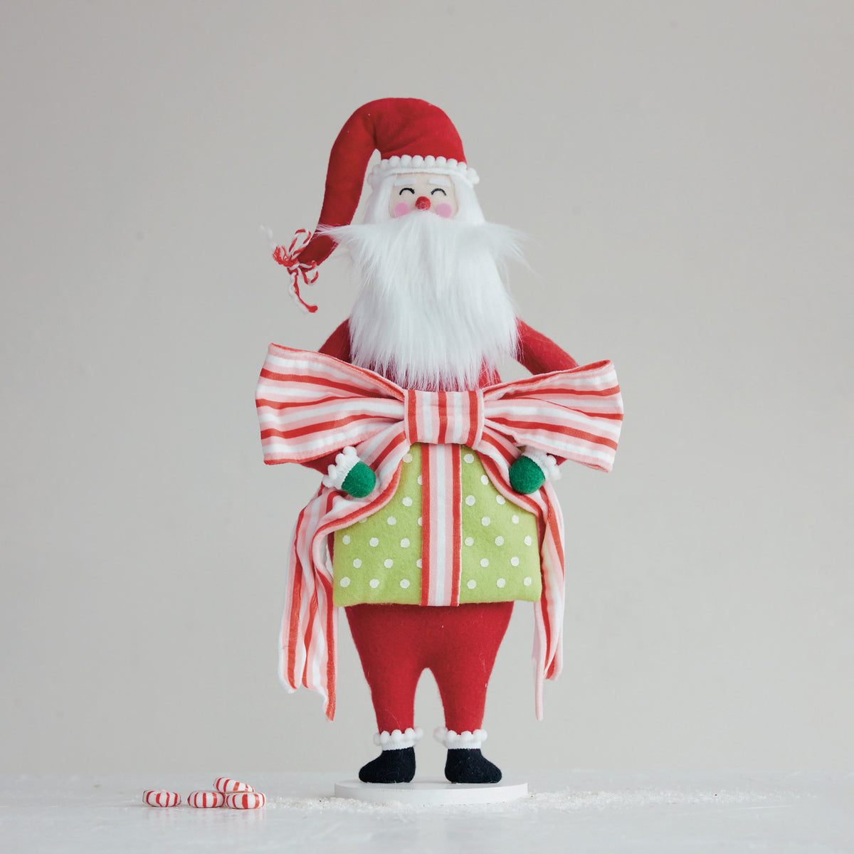 Design Shop Fabric Santa with Gift and Bow, 18"H