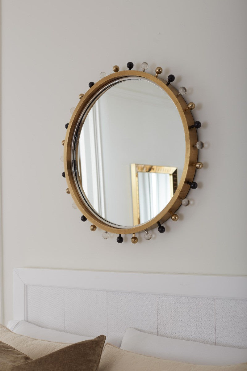 Villa & House Zoe Round Mirror, Antique Brass