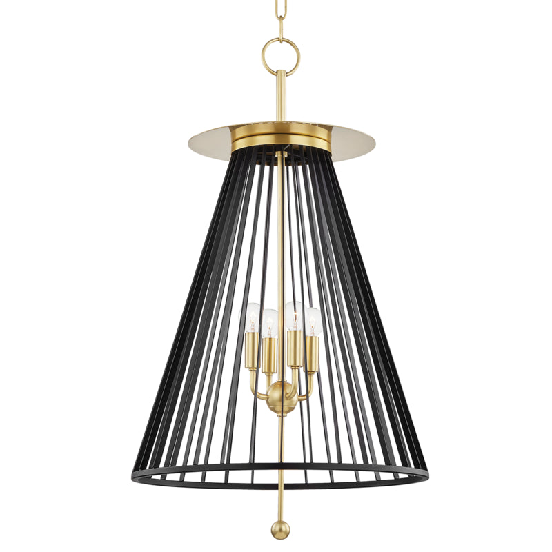 Hudson Valley - 1018-AGB/BK - Four Light Pendant - Cagney - Aged Brass/Black