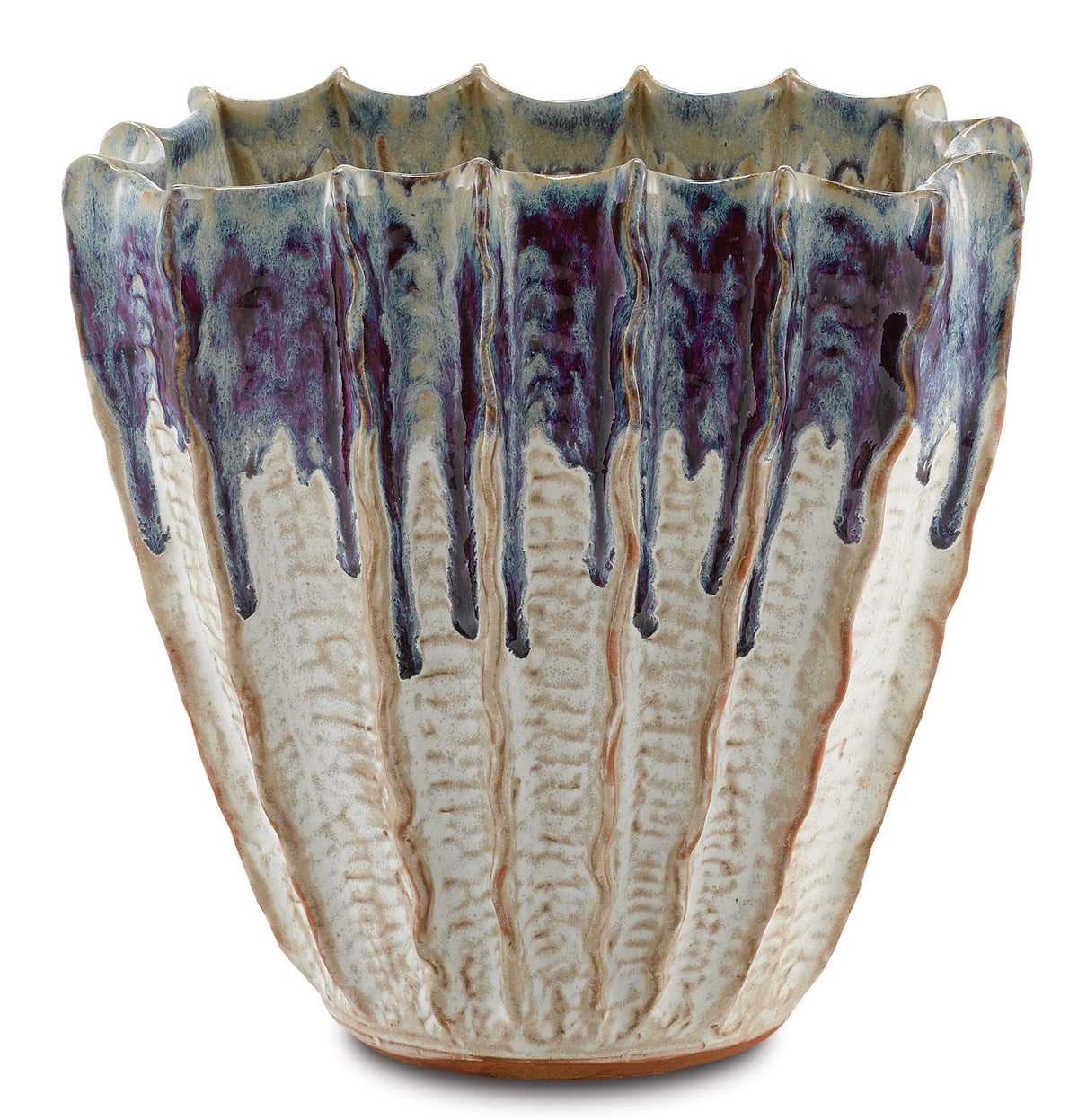 Currey and Company - 1200-0366 - Vase - Sea - White with Blue and Purple Drip