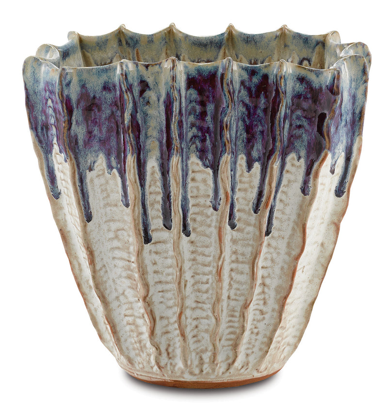 Currey and Company - 1200-0366 - Vase - Sea - White with Blue and Purple Drip