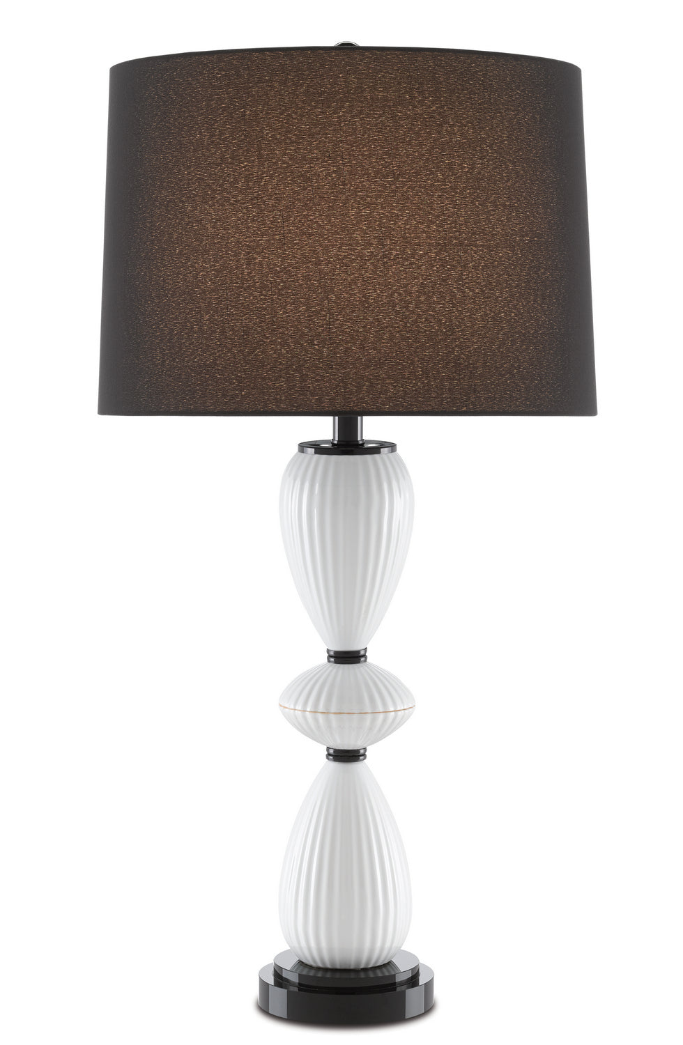 Currey and Company - 6000-0660 - One Light Table Lamp - Cordelia - White/Black/Glossy Black