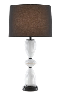 Currey and Company - 6000-0660 - One Light Table Lamp - Cordelia - White/Black/Glossy Black