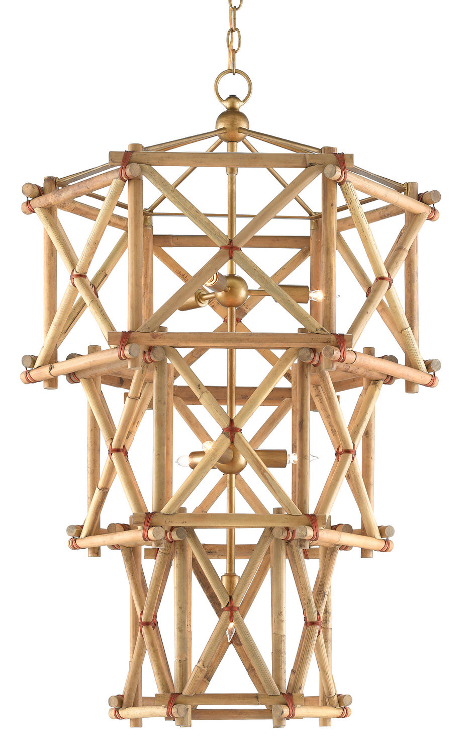 Currey and Company - 9000-0553 - Seven Light Chandelier - Kingali Collection - Natural/New Brass