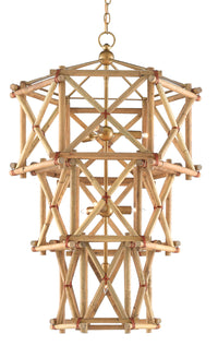 Currey and Company - 9000-0553 - Seven Light Chandelier - Kingali Collection - Natural/New Brass