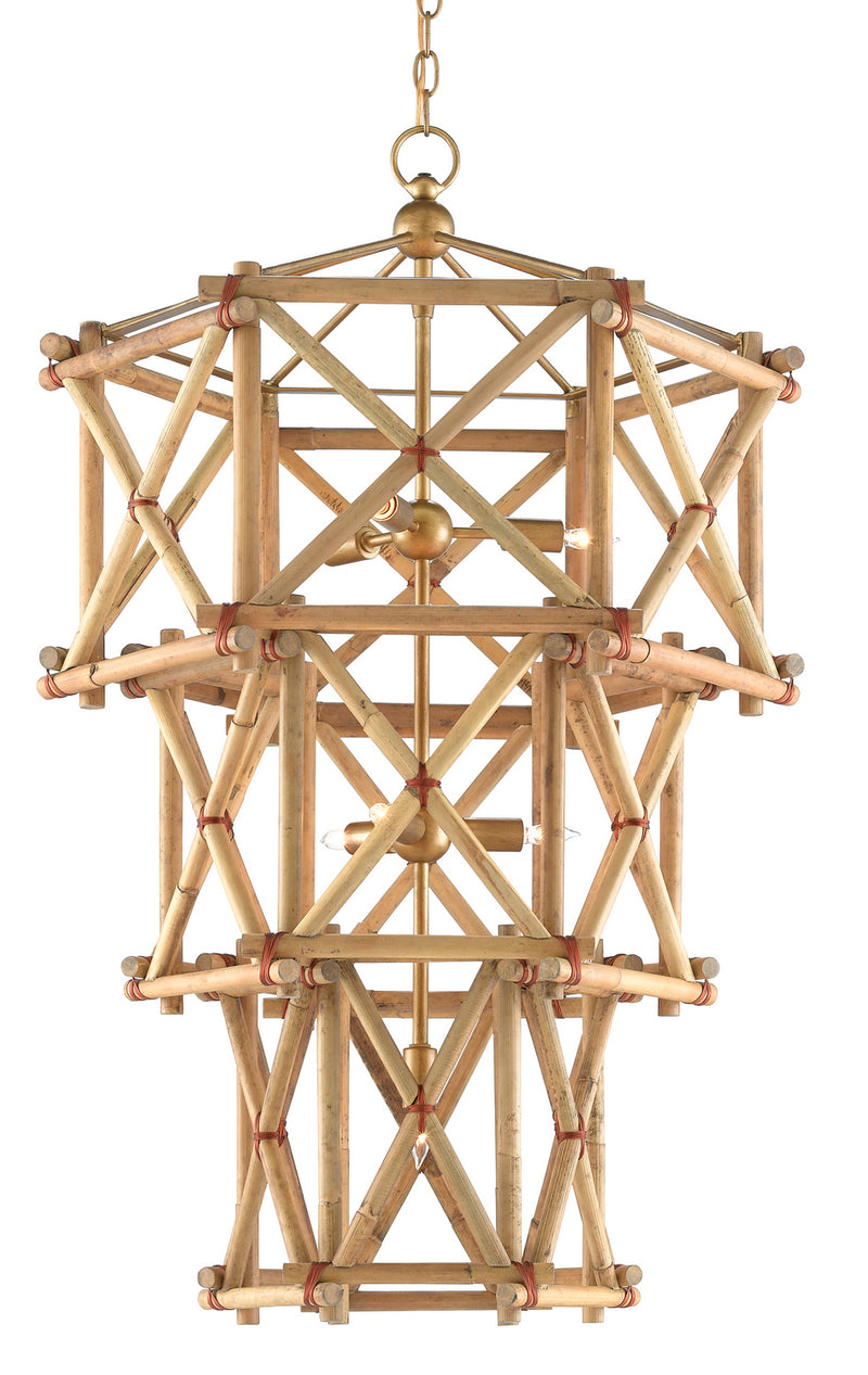 Currey and Company - 9000-0553 - Seven Light Chandelier - Kingali Collection - Natural/New Brass