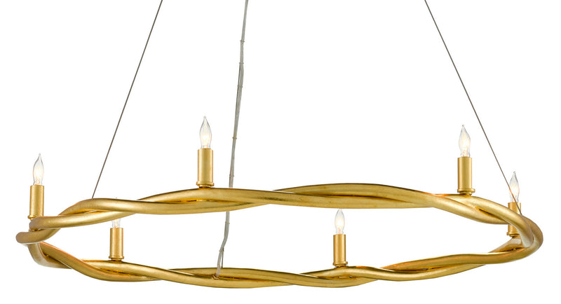 Currey and Company - 9000-0643 - Six Light Chandelier - Soliloquy - Contemporary Gold Leaf