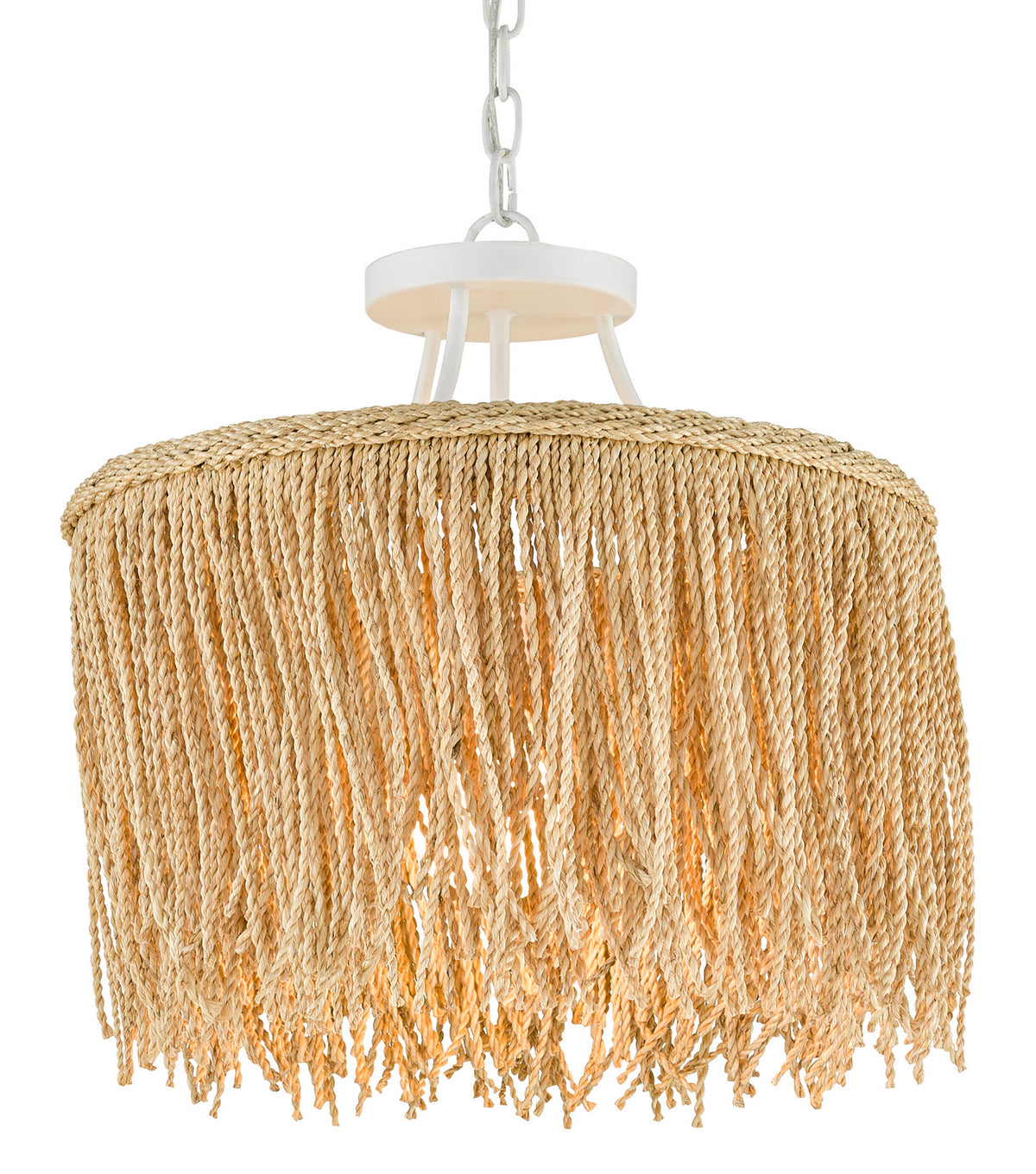 Currey and Company - 9000-0647 - One Light Pendant - Samoa Collection - Gesso White/Natural Rope