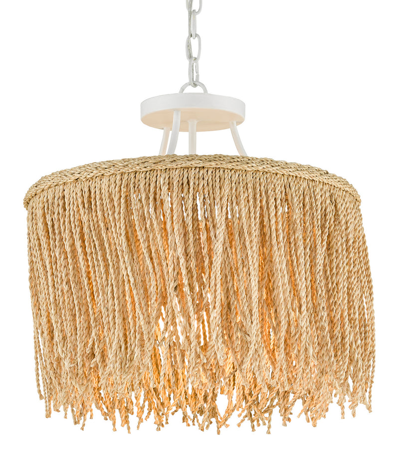 Currey and Company - 9000-0647 - One Light Pendant - Samoa Collection - Gesso White/Natural Rope