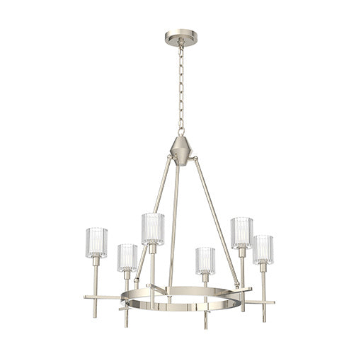 Alora - CH314306PNRC - Six Light Chandelier - Salita - Ribbed Crystal/Polished Nickel